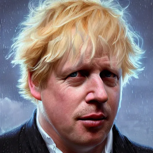 Prompt: epic portrait of boris johnson, wild hair, detailed, digital painting, artstation, concept art, donato giancola, joseph christian leyendecker, wlop, boris vallejo, breathtaking, high details, extremely detailed, establishing shot, artistic, hyper realistic, octane render