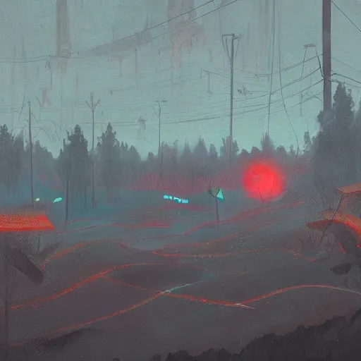 Image similar to hell, digital oil painting by simon stalenhag