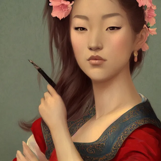 Image similar to beautiful women with oriental faces, character portrait, sharp, digital matte painting, by asher brown durand, trending on artstation