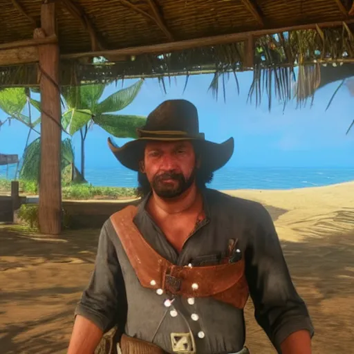 Image similar to Dutch van der Linde from Red Dead Redemption 2 in Tahiti