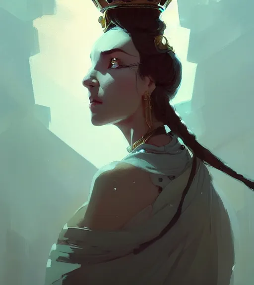Prompt: portrait of a female immortal queen in amazing dress 汉 服 by atey ghailan, by greg rutkowski, by greg tocchini, by james gilleard, by joe fenton, by kaethe butcher, dynamic lighting, gradient light blue, brown, blonde cream and white color scheme, grunge aesthetic