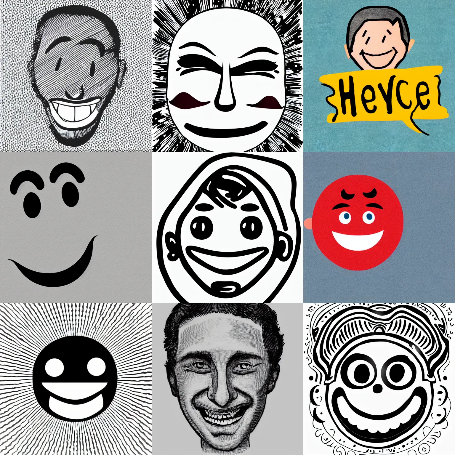 Prompt: smiling face illustration on white background