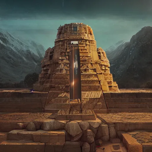 Prompt: ancient geometric solar temple , stylish, lsd, trending on artstation, cinematic, artwork by WLOP