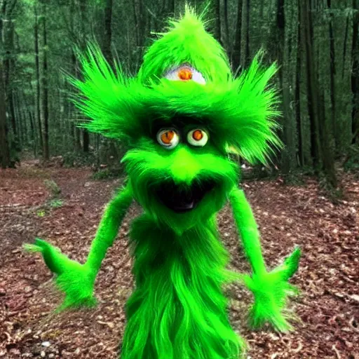 Image similar to green grinch lost in woods