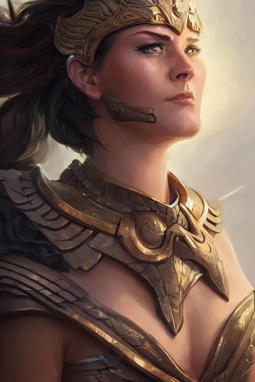 Image similar to amazon valkyrie athena, d & d, fantasy, portrait, highly detailed, headshot, digital painting, trending on artstation, concept art, sharp focus, illustration, art by artgerm and greg rutkowski and magali villeneuve