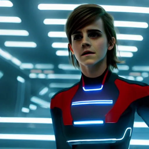 Image similar to movie still of emma watson in tron : legacy ( 2 0 1 0 )