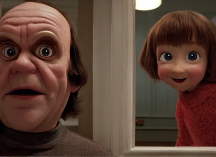 Prompt: movie still of pixar movie the shining stanley kubrick