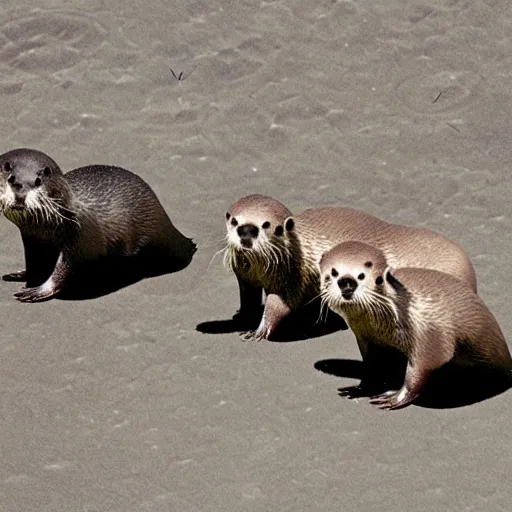 Image similar to otters having a swanky party on the moon