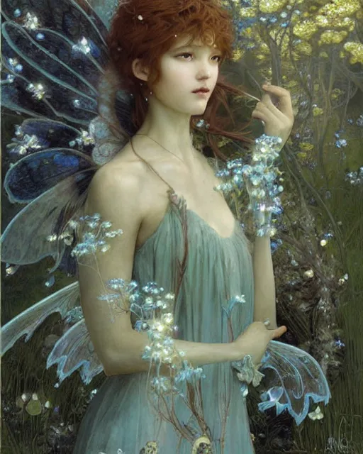 Prompt: a beautiful fairy, by Edgar Maxence and Ross Tran and Michael Whelan and disney