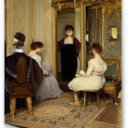 Image similar to dressing room by alfred stevens