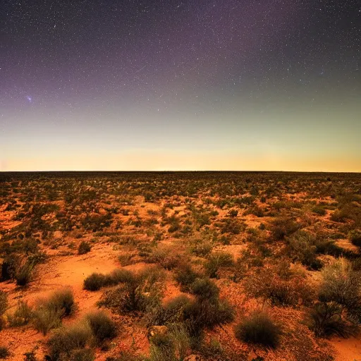 Image similar to im looking out into the outback Australia, it's night time and the night sky is amazing, ultra HD, award winning