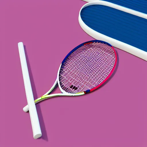 Image similar to three cups of yougurt jats next to a tennis racket, a stock photo by pia fries, trending on pinterest, lyco art, y 2 k aesthetic, vaporwave, aesthetic, side view, vray tracing, octane render