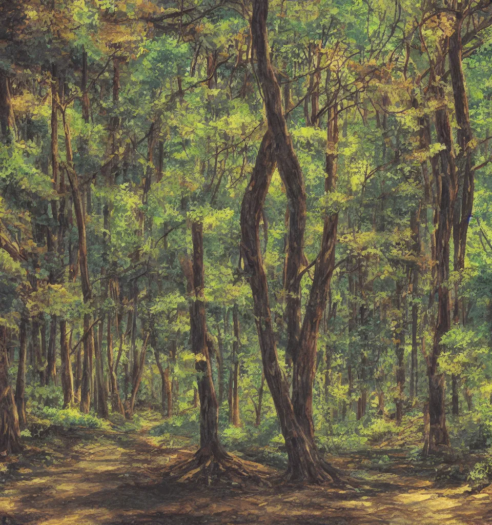 Image similar to a detailed painting in the style of anime of a forest