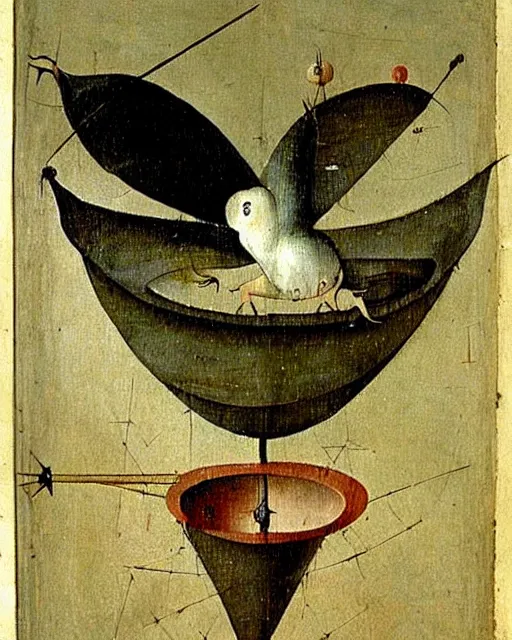 Image similar to hieronymus bosch's funnel bird