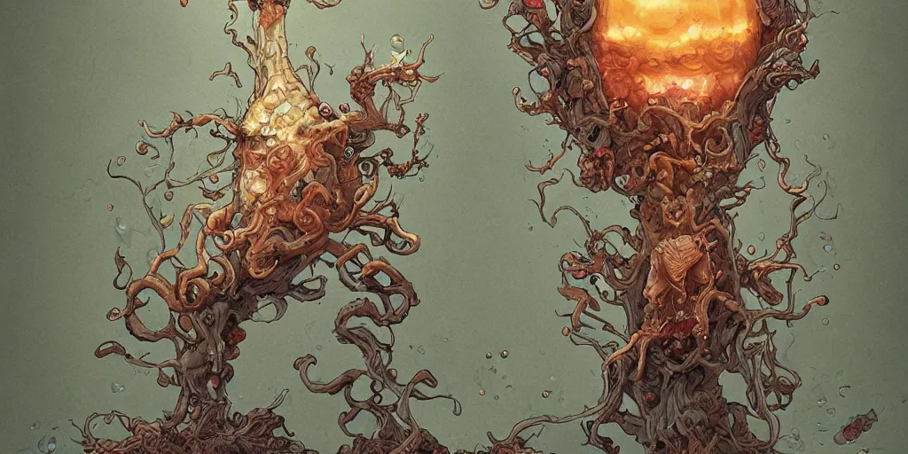 Image similar to epic concept illustration of a fungus god, by james jean. uhd, amazing depth, cinematic lighting, glossy wet levitating floating fungus god with arms outstretched.