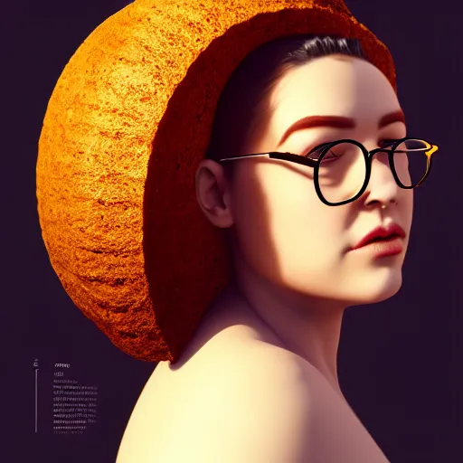 Prompt: portrait of a stocky beautiful woman with a bundt bundt pan face, jewish, glasses, wide shot, digital art, 8k, trending on artstation