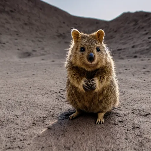 Prompt: an quokka on the surface of the moon, 🌕, canon eos r 3, f / 1. 4, iso 2 0 0, 1 / 1 6 0 s, 8 k, raw, unedited, symmetrical balance, wide angle