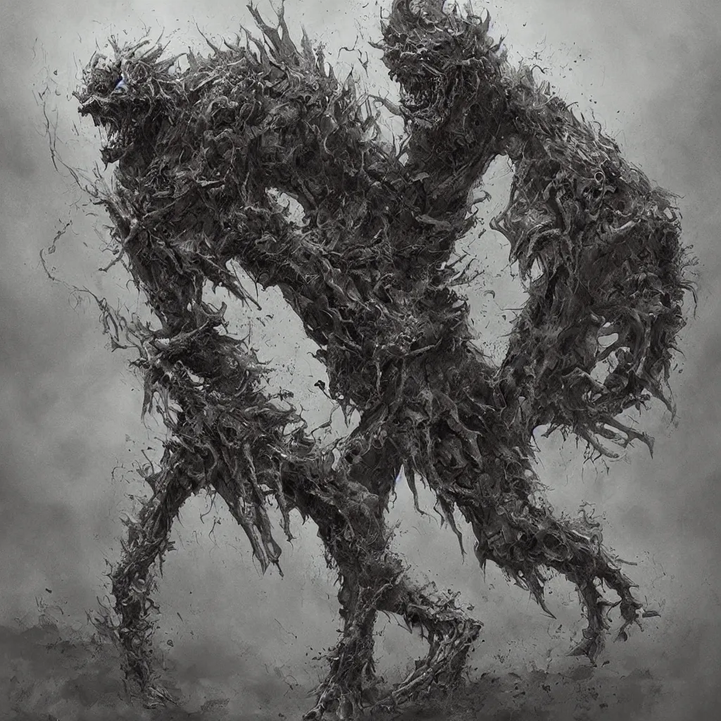 Prompt: horrifying creature, by zdislaw beksinksi