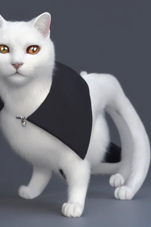 Image similar to a white cat wearing a formal overcoat, hyperrealistic, concept art, octane render, unreal engine 5, trending on DeviantArt, highly detailed, high quality, 8K, soft lighting, cute, natural lighting, realistic face, trending on Artstation, elegant clothes, profile picture, path traced