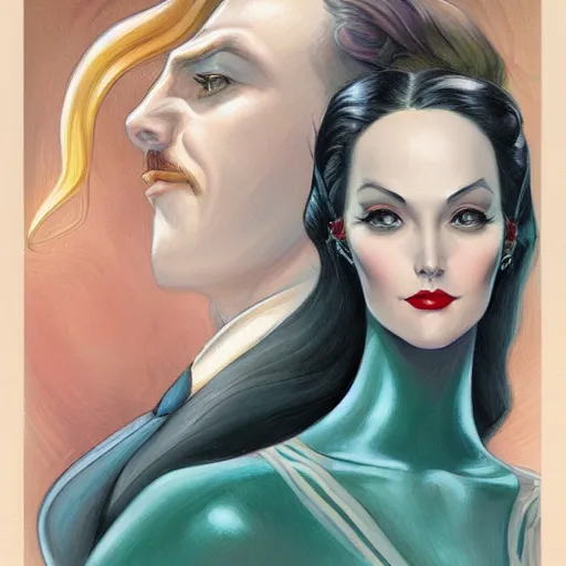Prompt: a streamline moderne portrait in the style of anna dittmann and donato giancola and charles dulac.