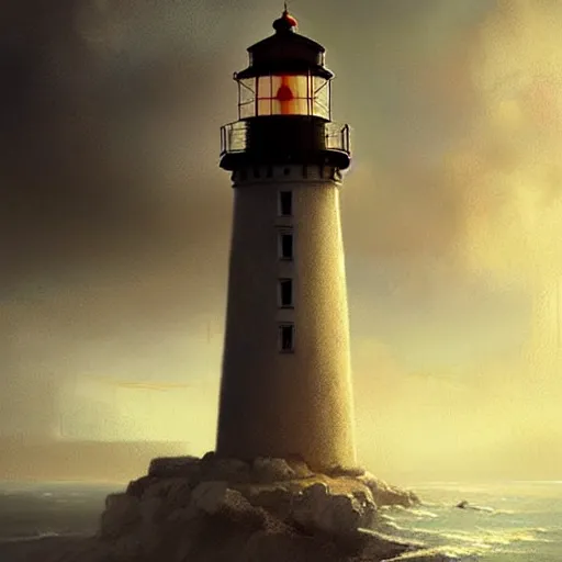 Prompt: a lighthouse standing on a cloud,digital art,ultra realistic,ultra detailed,art by greg rutkowski,photorealistic,hyperdetailed,eerie,mysterious