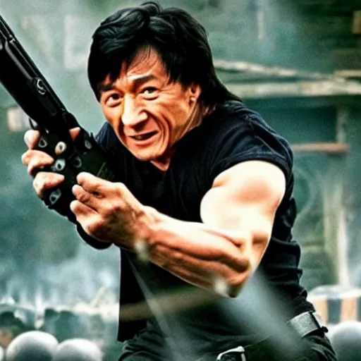 Image similar to Jackie Chan as part of the Expendables