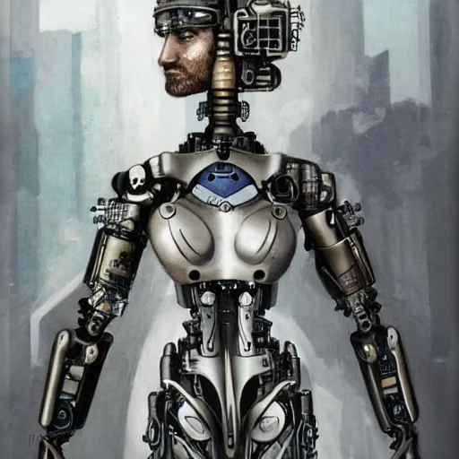 Prompt: beutiful cyborg, alfred kelsner, artstaition, epic composition