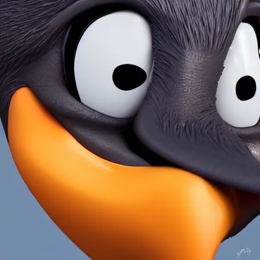 Image similar to close up of daffy duck sweating dope sick vomiting, hyper realistic photorealism, octane render, 3 d, hyper detailed.