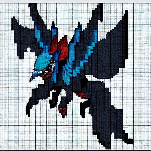 Prompt: Bahamut in a pixel art style