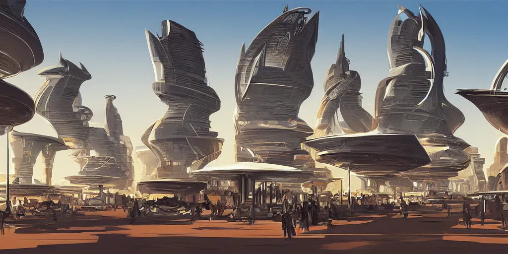 Prompt: concept art design for futuristic African city, Syd mead style,