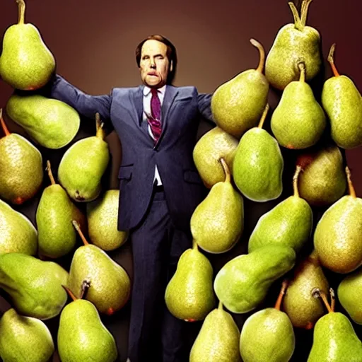 Image similar to saul goodman surrounded by pears