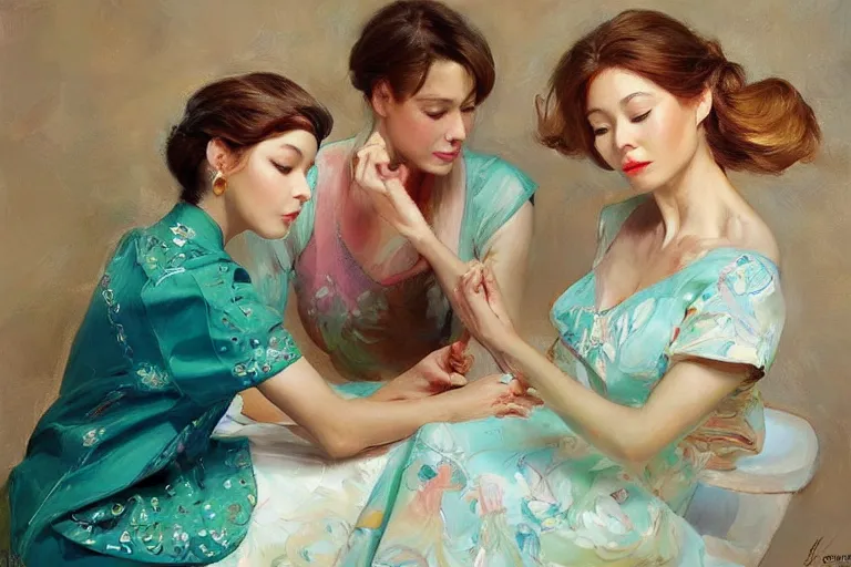 Image similar to cloisonnism, painting by vladimir volegov, j. c. leyendecker, yoshitaka amano, trending on artstation