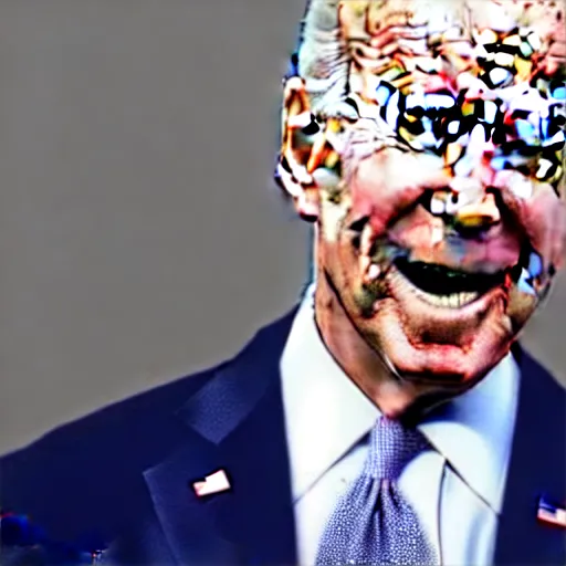 Image similar to closeup of Joe Biden with his tongue sticking out