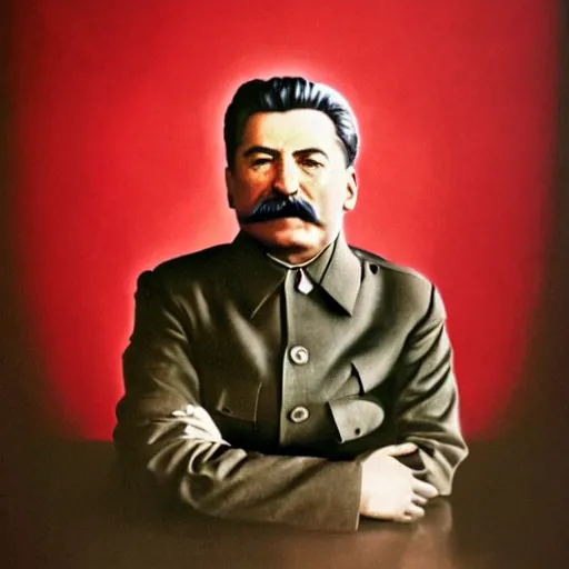 Prompt: stalin portrait photo by annie liebowitz, studio lighting