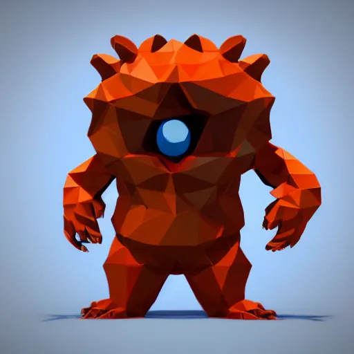 Image similar to cute monster, colourful, enemy of drawves, underground mine, 3d render, low poly, video game, concept character, E3
