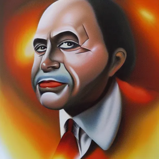 Prompt: a 1 9 8 1 airbrush painting, the face of a person named keith smeltwort