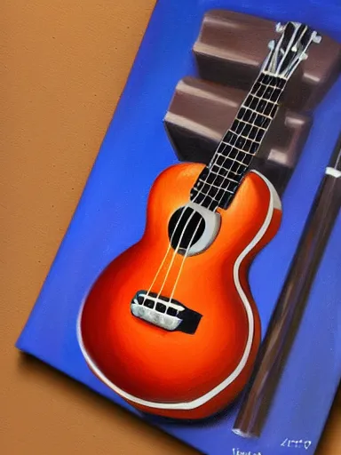 Image similar to highly detailed painting of an ukulele, digital painting, artstation, realistic