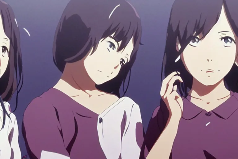 Prompt: pretty!!!! anime women with symmetric!!!! faces looking disgusted!!!!! at the viewer, by makoto shinkai, studio ghibli