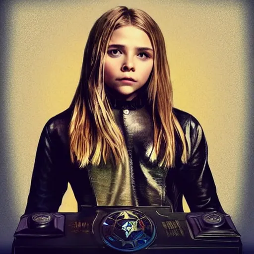 Prompt: “ chloe grace moretz portrait as a wizard from hogwarts, poster, digital drawing, realistic, sharp focus, magic, magic wand, spells, stars, creatures ”