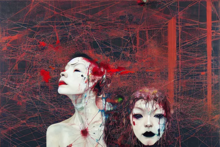 Image similar to The physical impossibility of death, in a brutalist architecture space ship , gothic, rich deep colours, painted by Francis bacon, Adrian ghenie, James jean and Petra cortright part by Gerhard Richter, part by Takato Yamamoto. 8k masterpiece