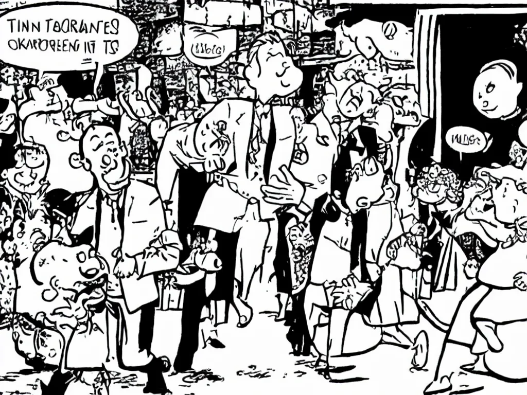 Prompt: Tin Tin gets married by Hergé