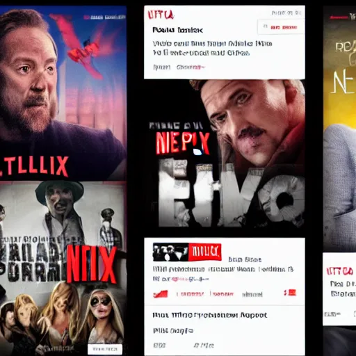 Prompt: netflix productions thumbnails on netflix homepage top view trending best of blockbuster viral