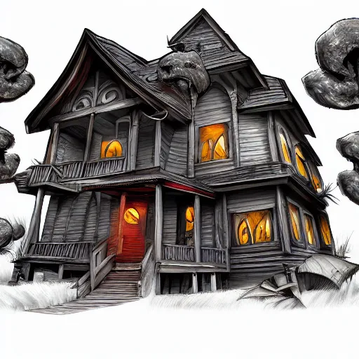 Image similar to monster house, trending on artstation, anime style 4 k