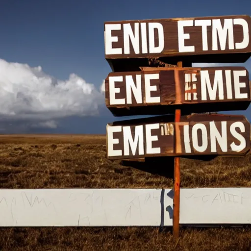 Image similar to 'END TIMES' sign that reads: END TIMES