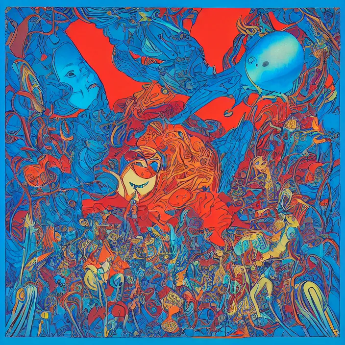 Image similar to lp cover of a 7 0's progressive rock album by james jean and moebius, 4 k