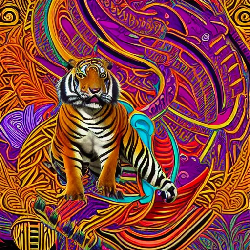 Image similar to coloured sculpture breathtakingly cool beautiful stylised mayan ornate biomechanical tiger, isometric perspective, 8 k