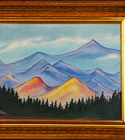 Prompt: painting of mountains by sheng mao