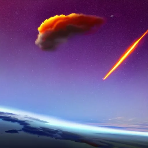 Image similar to a stunning picture of a monumental meteor hurling towards earth, professional digital art, digital painting, stunning masterpiece