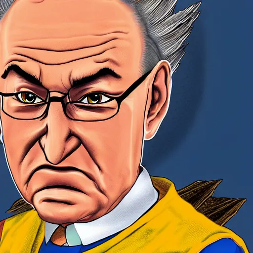 Image similar to Chuck Schumer super saiyan, digital art