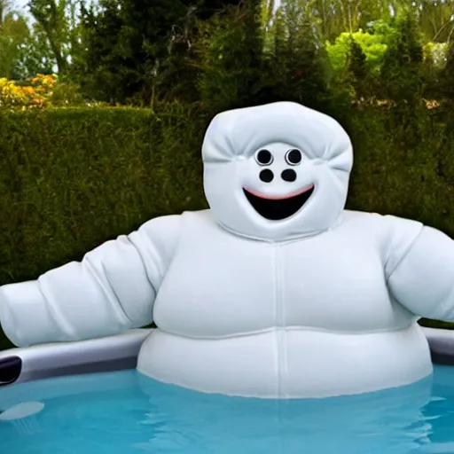 Image similar to the michelin man in a hot tub